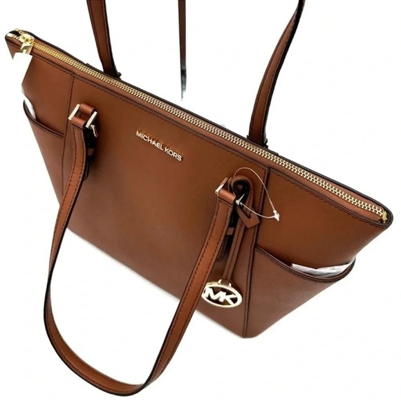 Michael Kors Large Charlotte Tote Bag Luggage Brown - Picture 8 of 12